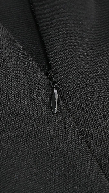 BLACK STRAPLESS FEATHER BODYCON MINI DRESS