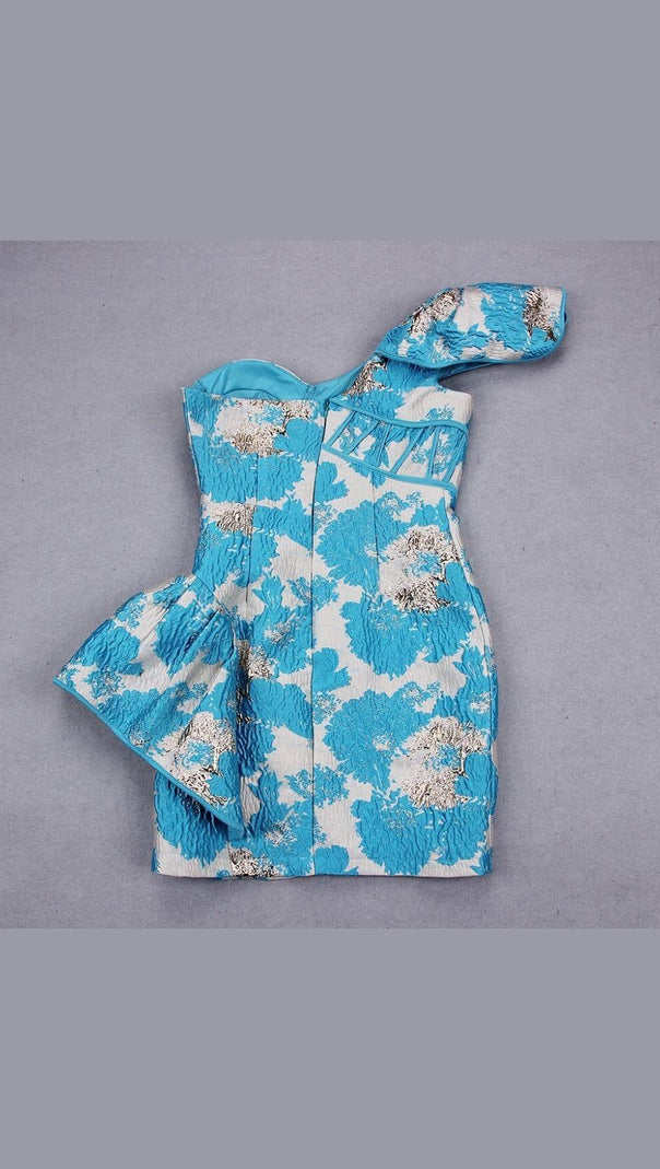 MINI ABITO MONOSPALLA JACQUARD BLU