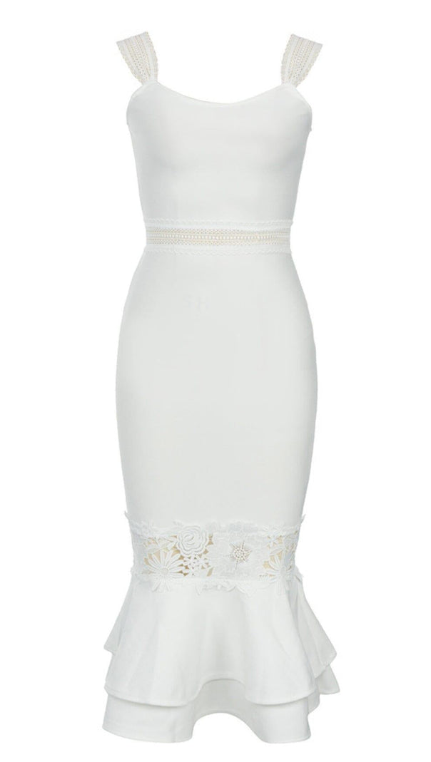 AIIZIE BODYCON BANDAGE MIDI DRESS IN LVORY - product image