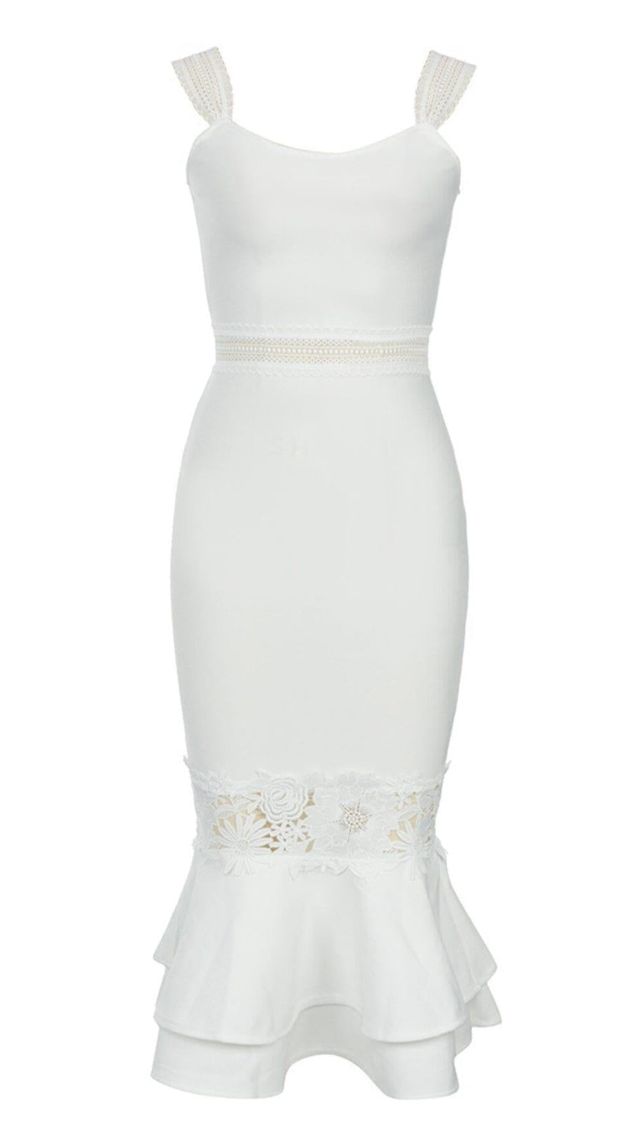 BODYCON BANDAGE MIDI DRESS IN LVORY