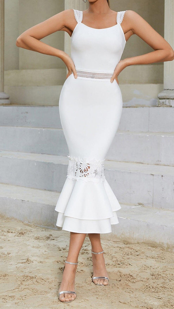 AIIZIE BODYCON BANDAGE MIDI DRESS IN LVORY - product image