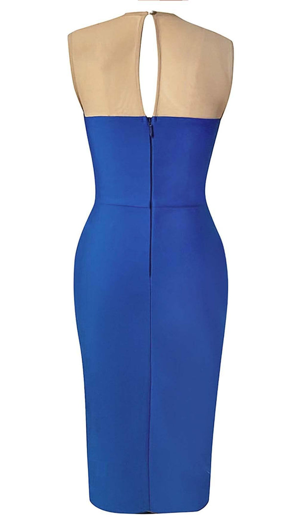 AIIZIE BODYCON MESH MIDI DRESS IN BLUE - product image