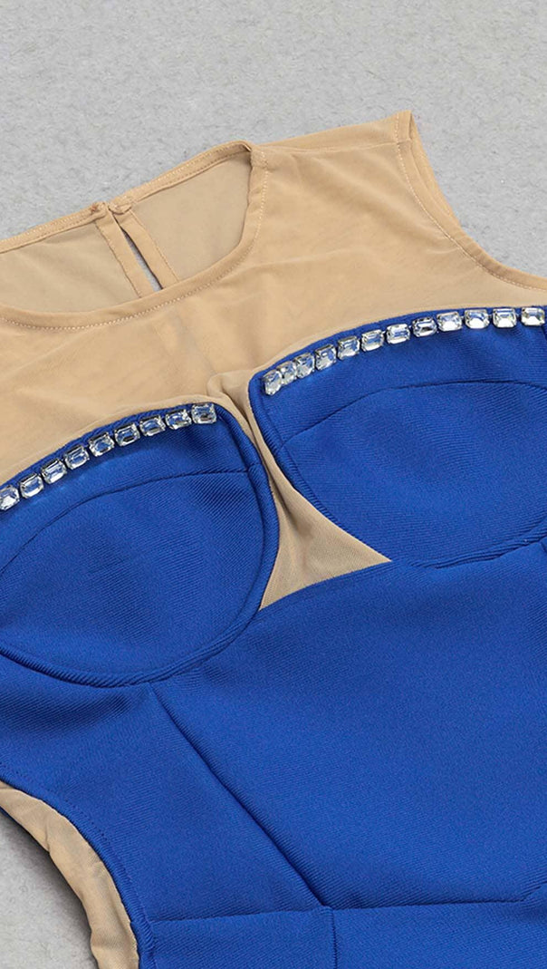 AIIZIE BODYCON MESH MIDI DRESS IN BLUE - product image