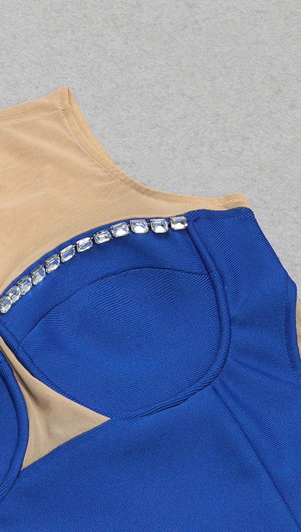 AIIZIE BODYCON MESH MIDI DRESS IN BLUE - product image