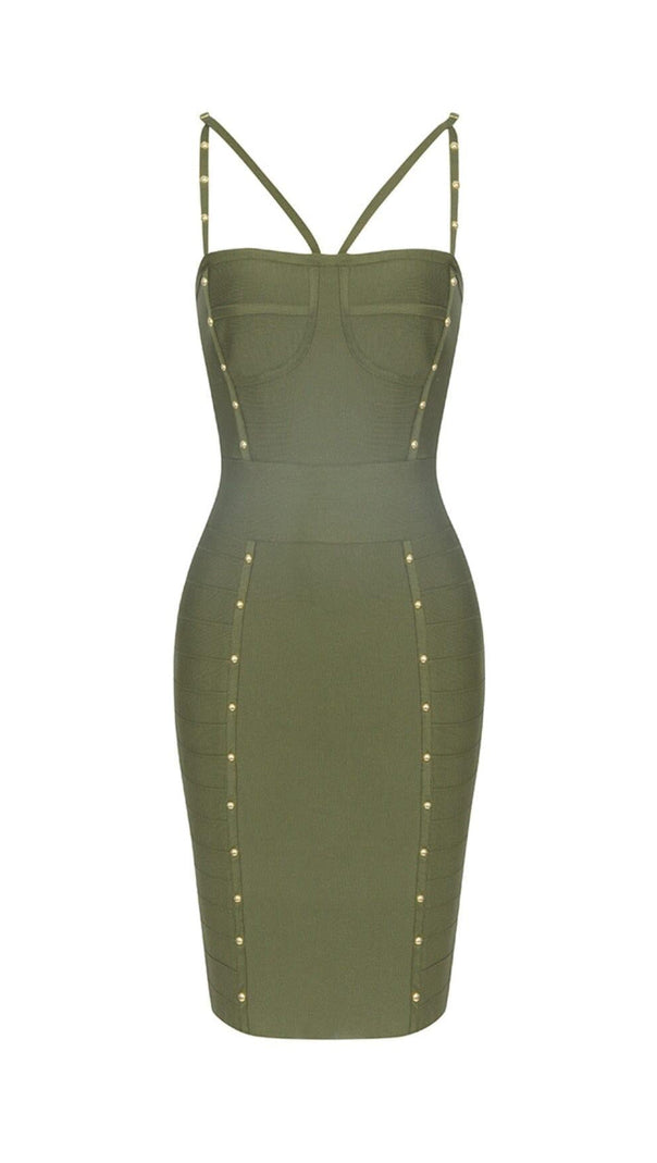 AIIZIE BODYCON MINI DRESS IN ARMYGREEN - product image