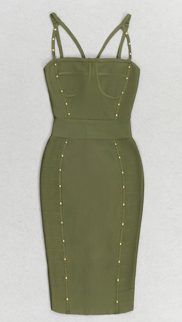 AIIZIE BODYCON MINI DRESS IN ARMYGREEN - product image