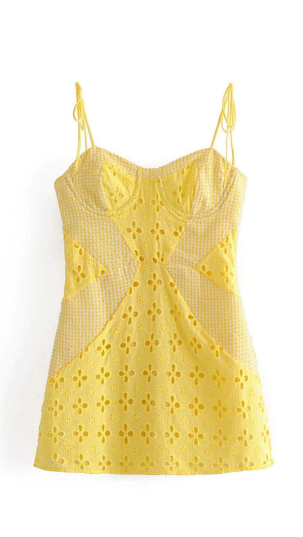 AIIZIE BOHEMIAN STRAPPY MINI DRESS IN LEMON - product image