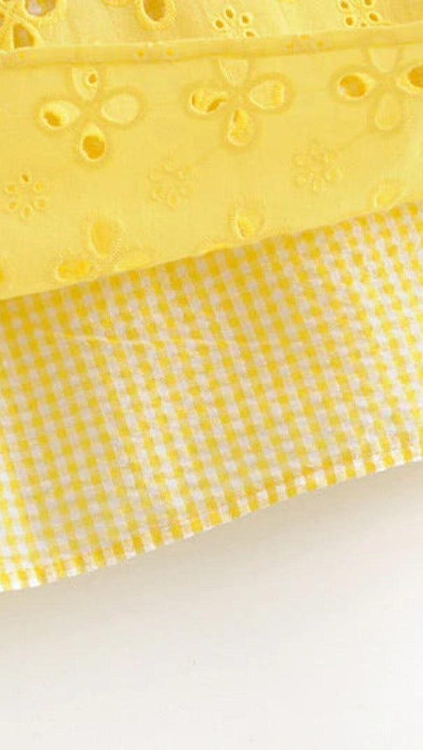 AIIZIE BOHEMIAN STRAPPY MINI DRESS IN LEMON - product image