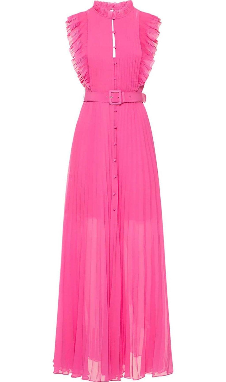 BOTTON PLEATED MAXI DRESS IN PINK