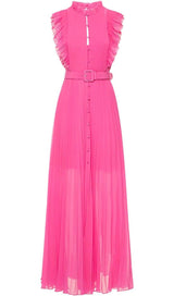 BOTTON PLEATED MAXI DRESS IN PINK