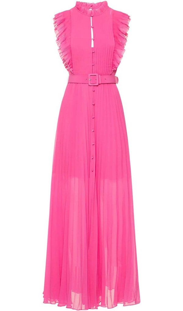 BOTTON PLEATED MAXI DRESS IN PINK