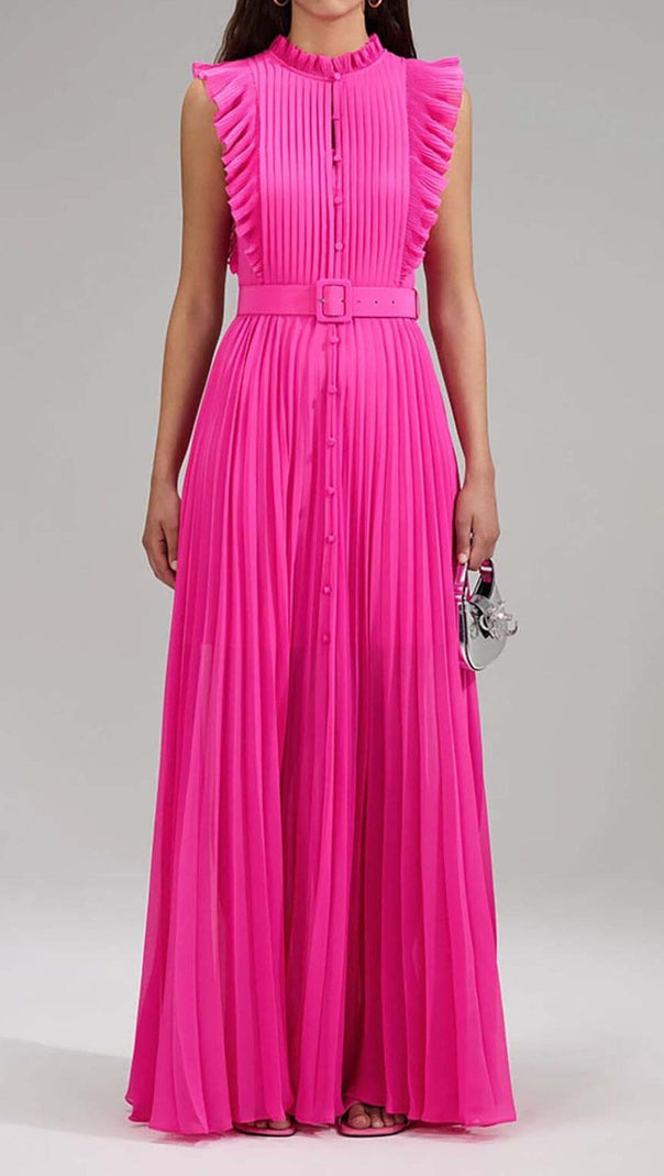 AIIZIE BOTTON PLEATED MAXI DRESS IN PINK - product image