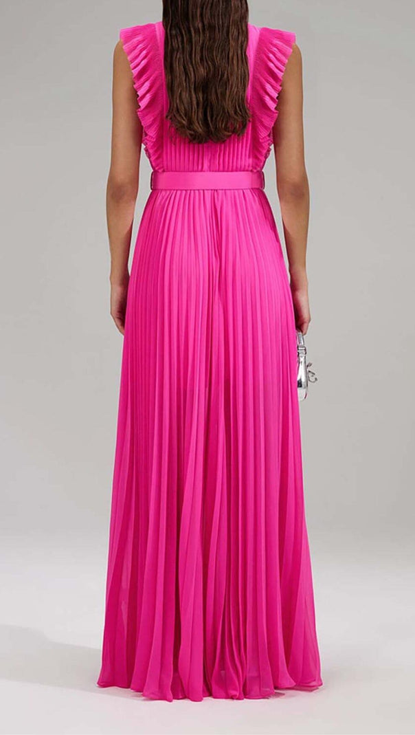 AIIZIE BOTTON PLEATED MAXI DRESS IN PINK - product image