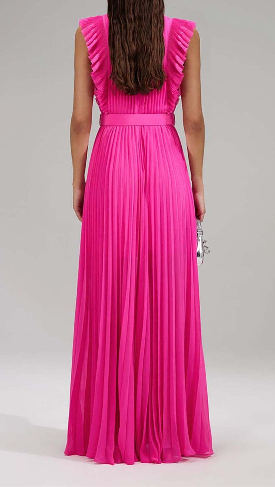 MAXIKLEID MIT PLISSEE-KNÖPFEN IN ROSA