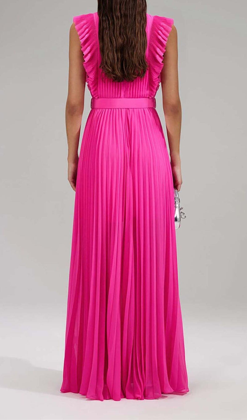 BOTTON PLEATED MAXI DRESS IN PINK