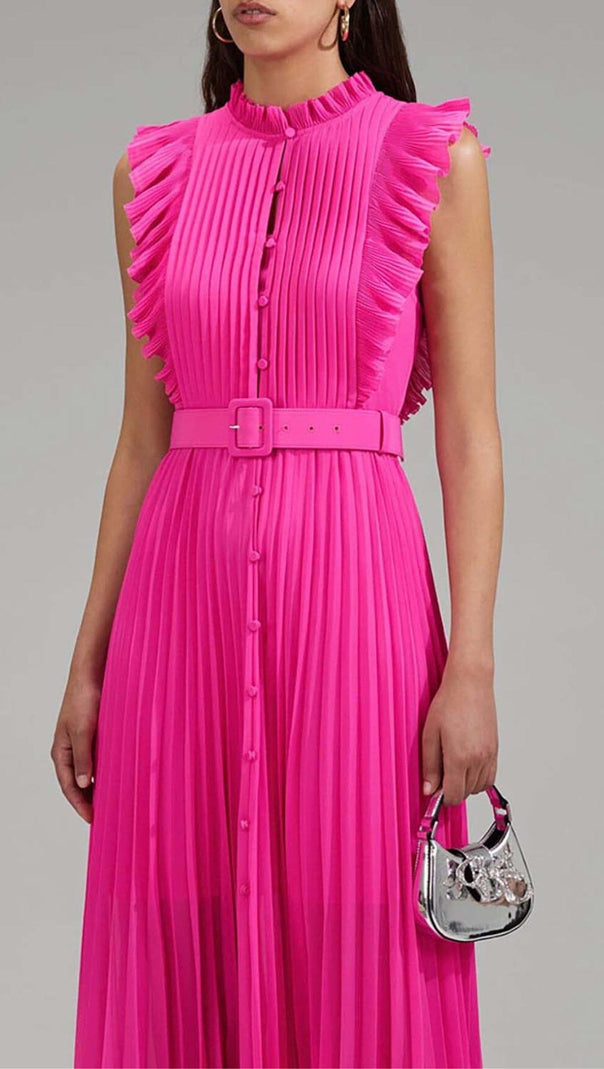 AIIZIE BOTTON PLEATED MAXI DRESS IN PINK - product image