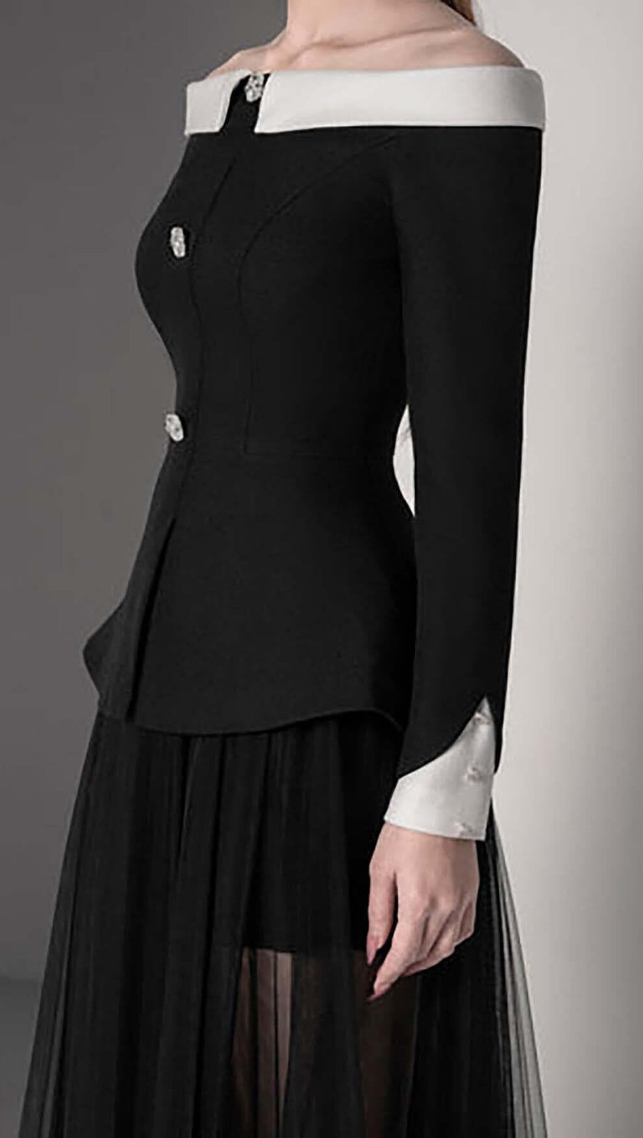 Zweiteiliges Set-Kleid aus Netzstoff in Schwarz