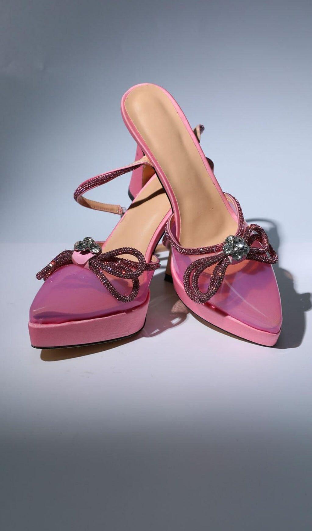 SCARPE CON TACCO E CRISTALLI ROSA