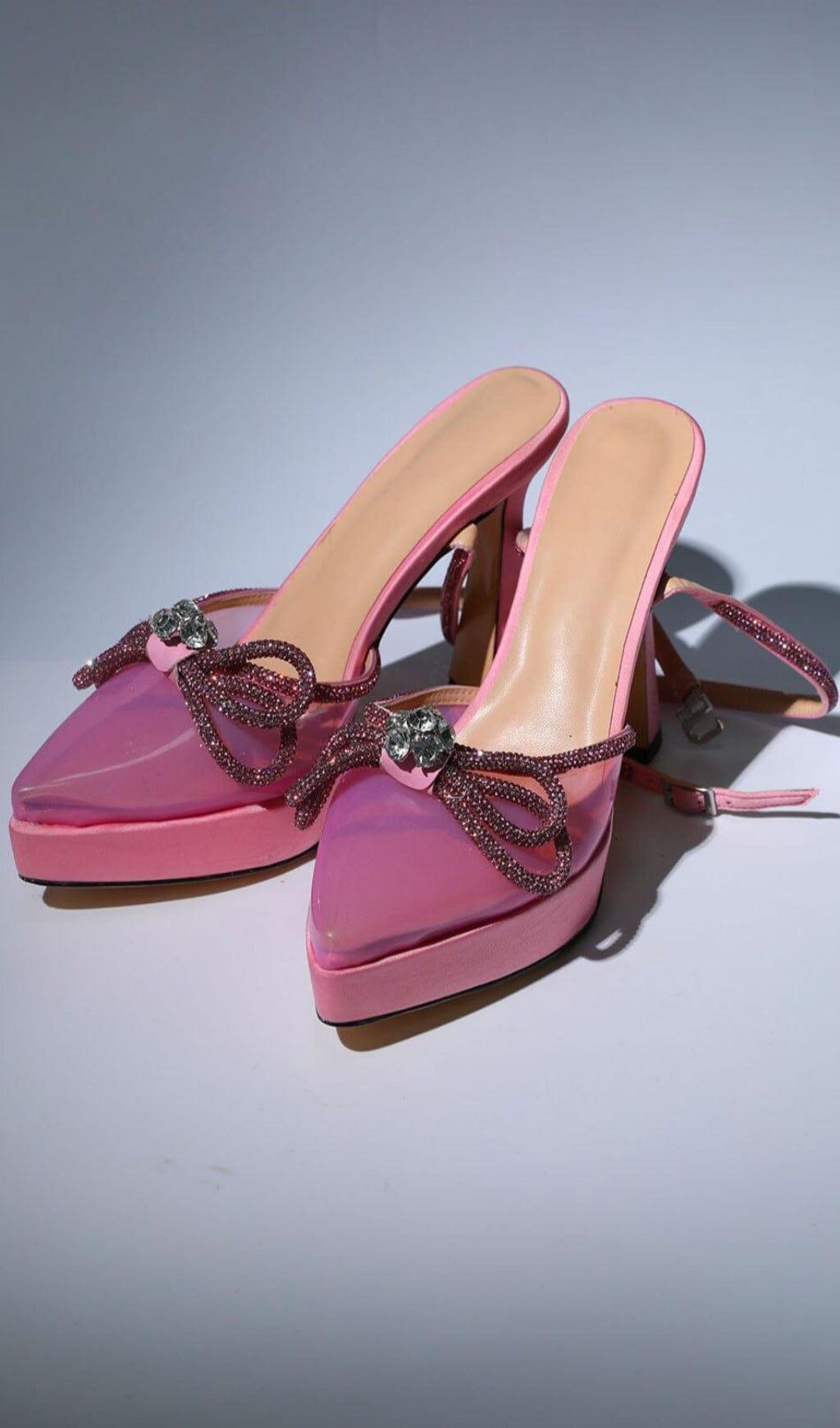 SCARPE CON TACCO E CRISTALLI ROSA