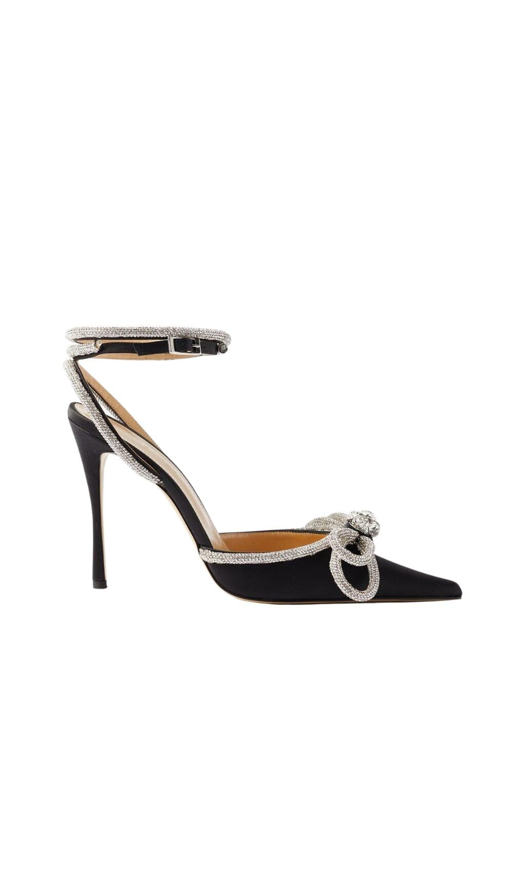 DÉCOLLETÉ CON FIOCCO E CRISTALLI IN RASO NERO