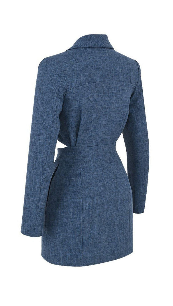 AIIZIE TIE SUIT MINI DRESS IN DEEP BLUE - product image