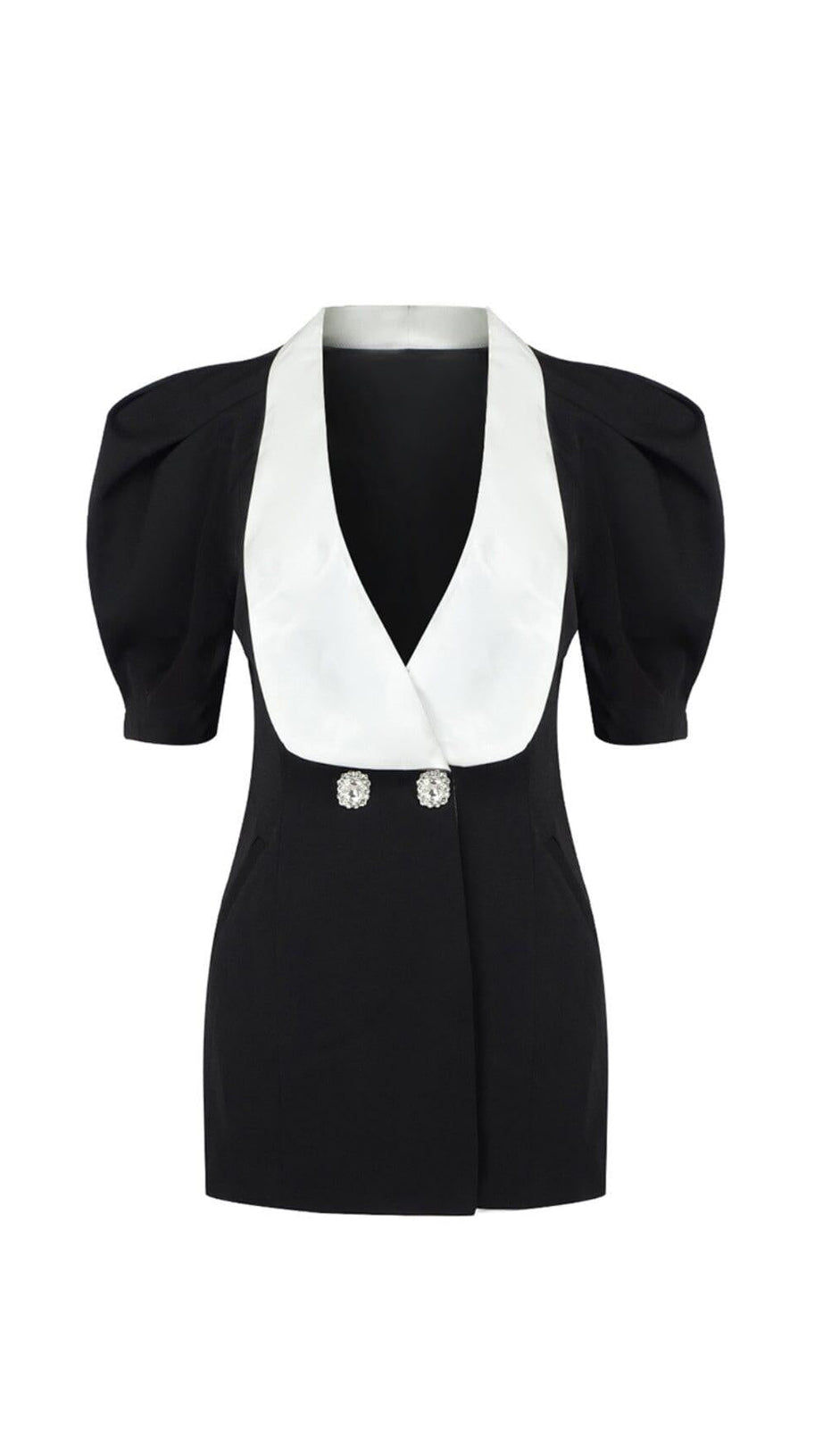 BOW CUT OUT JACKET DRESS IN BLACK