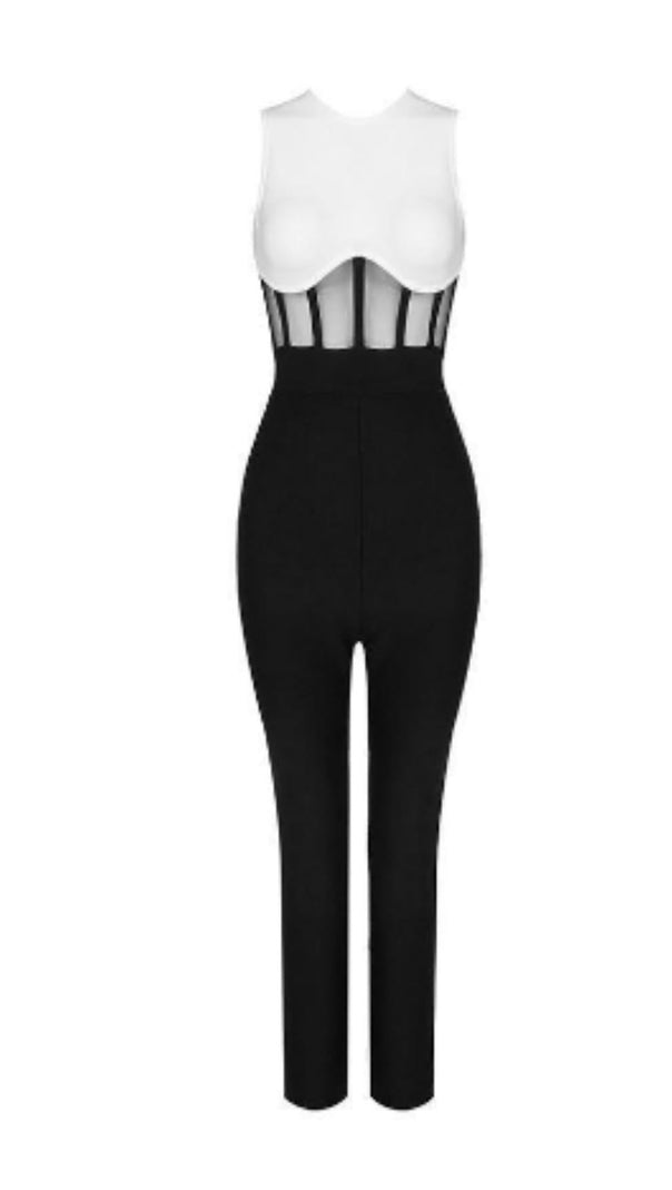 AIIZIE BANDAGE JUMPSUIT IN BLACK WHITE - product image