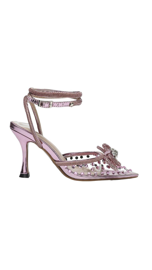 AIIZIE BOW EMBELLISHED HEELS IN PINK - product image