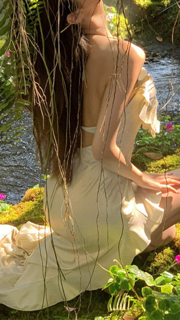 AIIZIE BOW HELTER HIGH LOW DRESS IN WHITE - product image