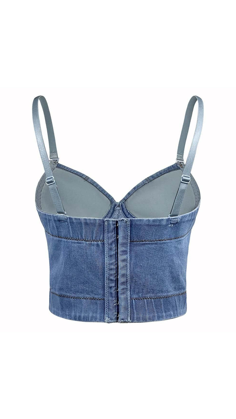 Kurzes Denim-Top mit Schleife in Marineblau