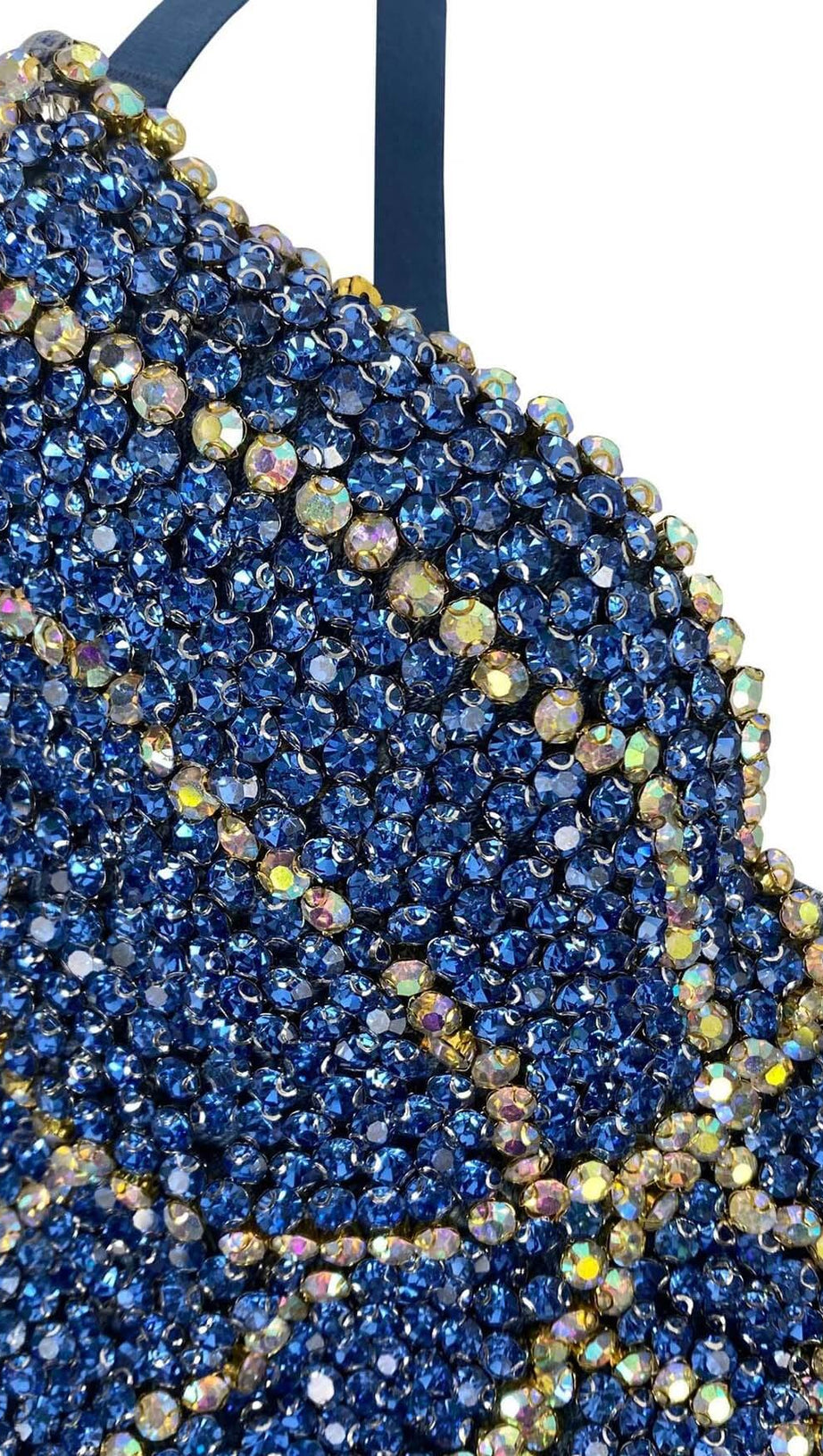 Kurzes Denim-Top mit Schleife in Marineblau