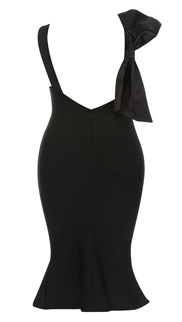 AIIZIE BOW-EMBELLISHED STRAPPY MIDI DRESS IN BLACK - product image
