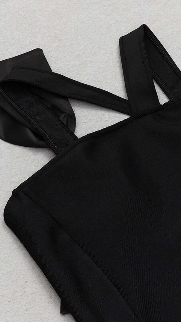 AIIZIE BOW-EMBELLISHED STRAPPY MIDI DRESS IN BLACK - product image