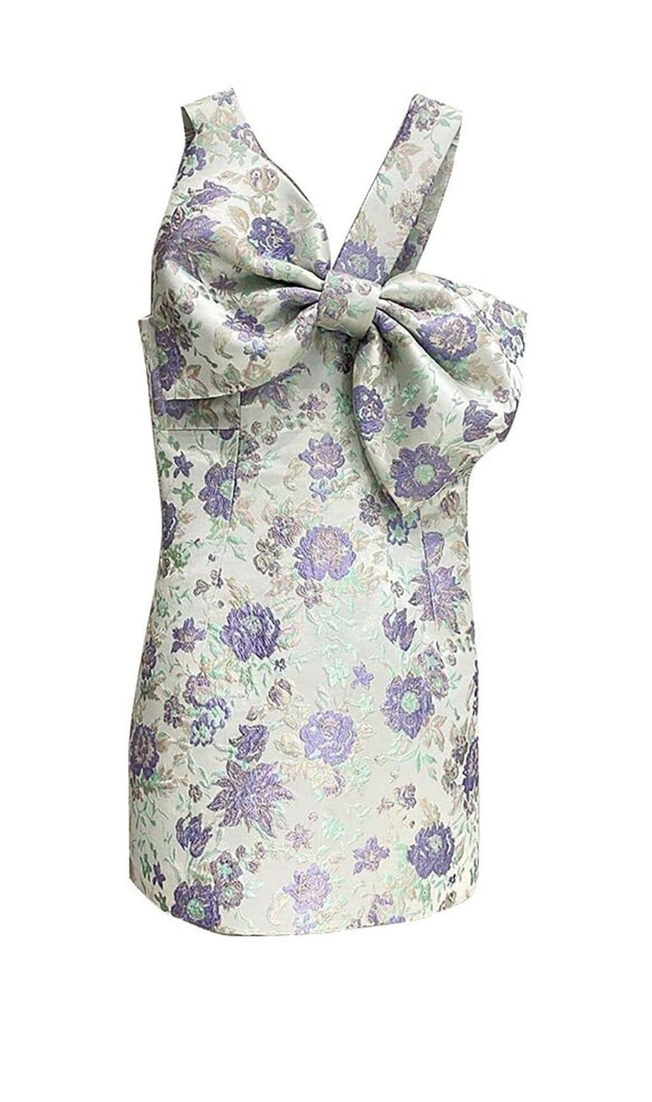 BOW-EMBELLISHED SUSPENDERS MINI DRESS