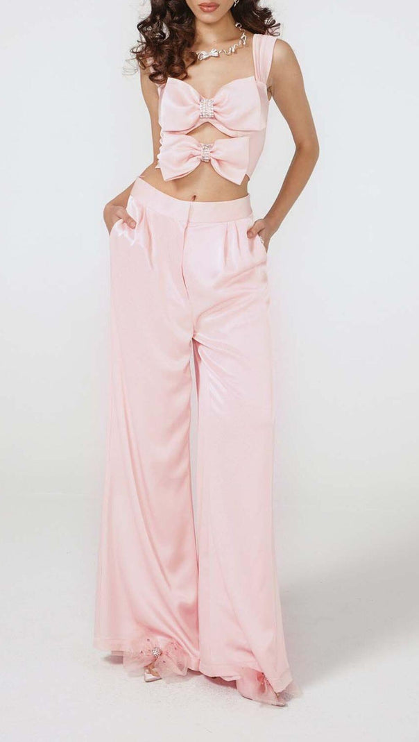 AIIZIE BOW-EMBELLISHED TWO-PIECE SUIT IN PINK - product image
