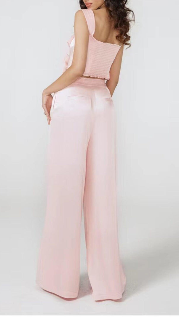 AIIZIE BOW-EMBELLISHED TWO-PIECE SUIT IN PINK - product image
