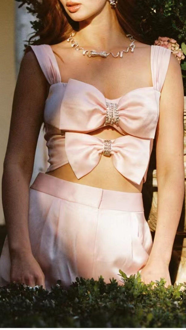 AIIZIE BOW-EMBELLISHED TWO-PIECE SUIT IN PINK - product image