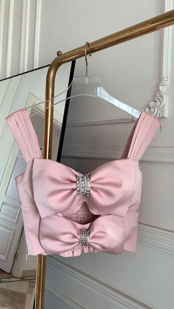 AIIZIE BOW-EMBELLISHED TWO-PIECE SUIT IN PINK - product image