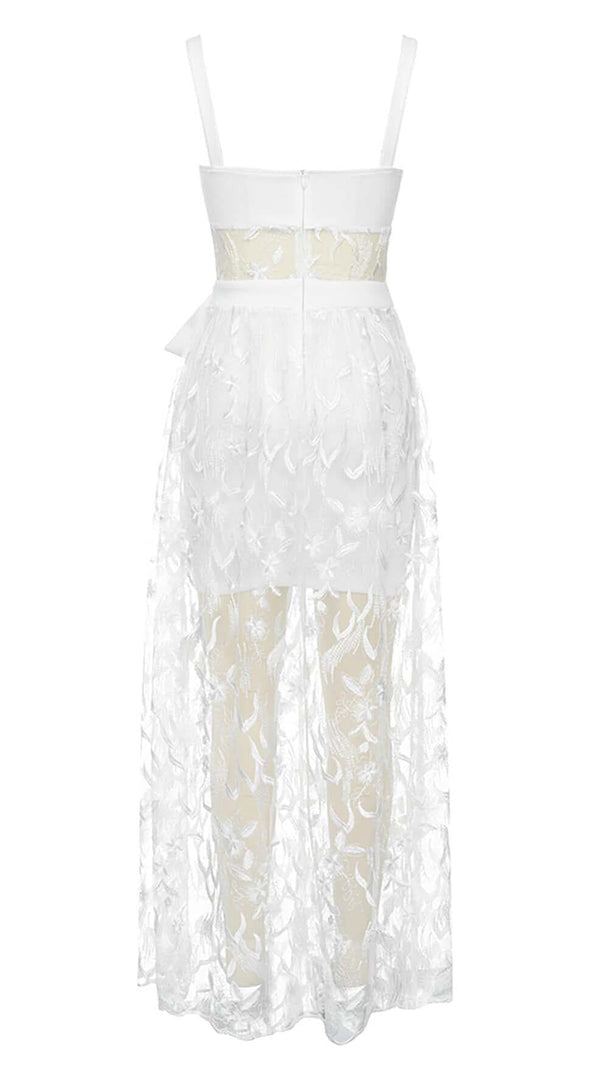 AIIZIE BOW-EMBELLISHED LACE MIDI DRESS IN WHITE - product image
