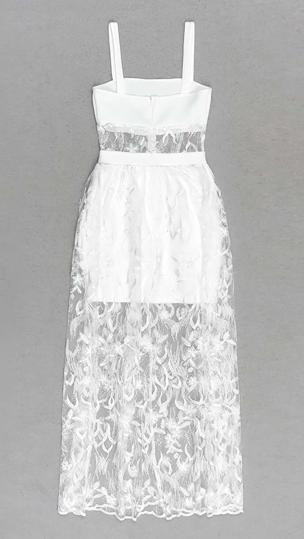 AIIZIE BOW-EMBELLISHED LACE MIDI DRESS IN WHITE - product image