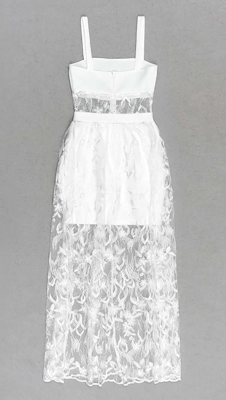 MIDIKLEID AUS SPITZE MIT SCHLEIFE IN WEISS