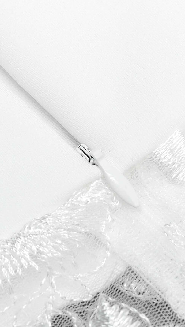 AIIZIE BOW-EMBELLISHED LACE MIDI DRESS IN WHITE - product image