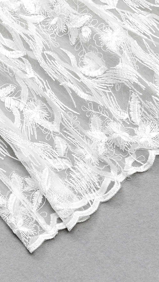 AIIZIE BOW-EMBELLISHED LACE MIDI DRESS IN WHITE - product image