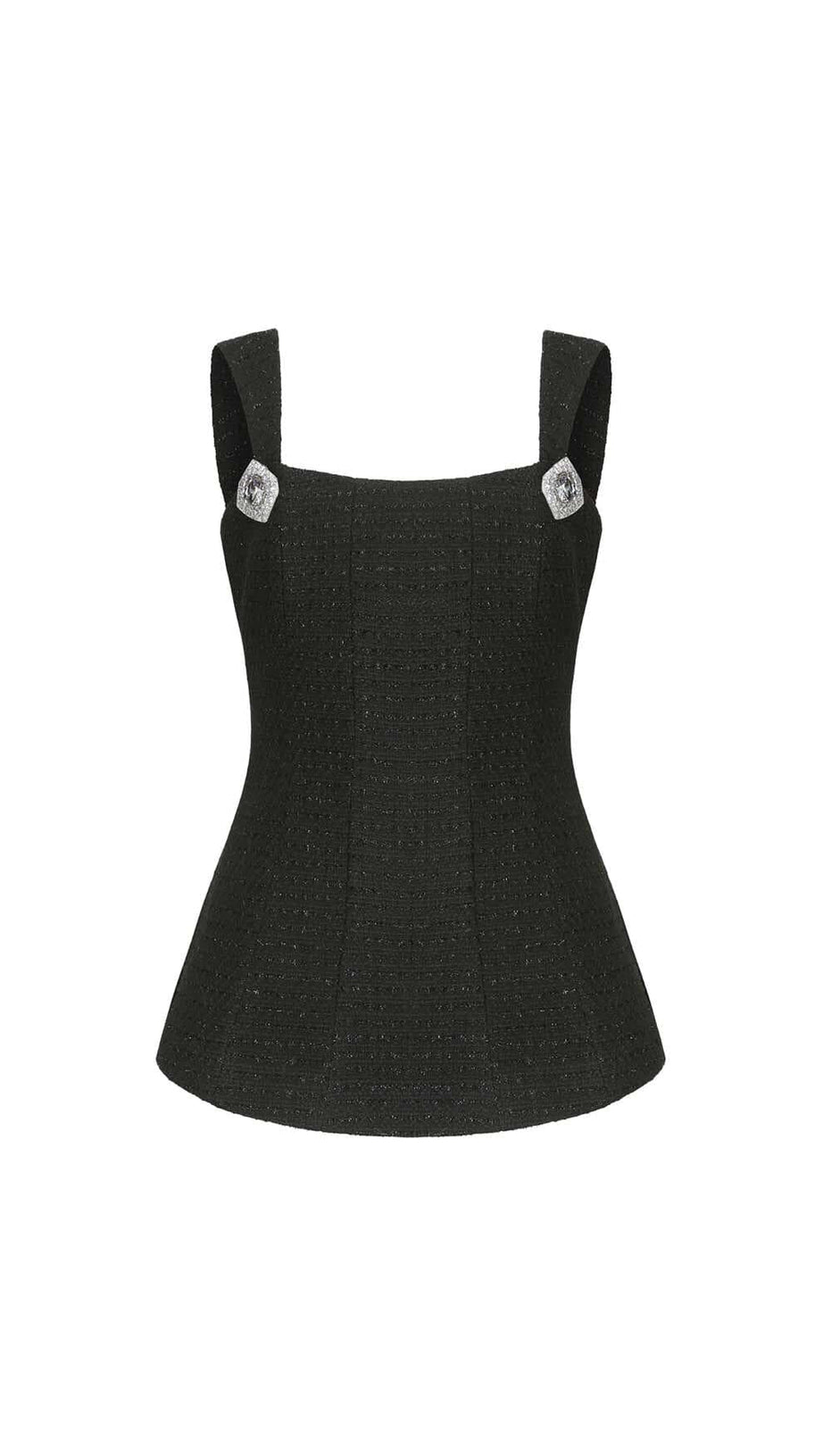 BOW-EMBELLISHED RHINESTONE MINI DRESS IN BLACK