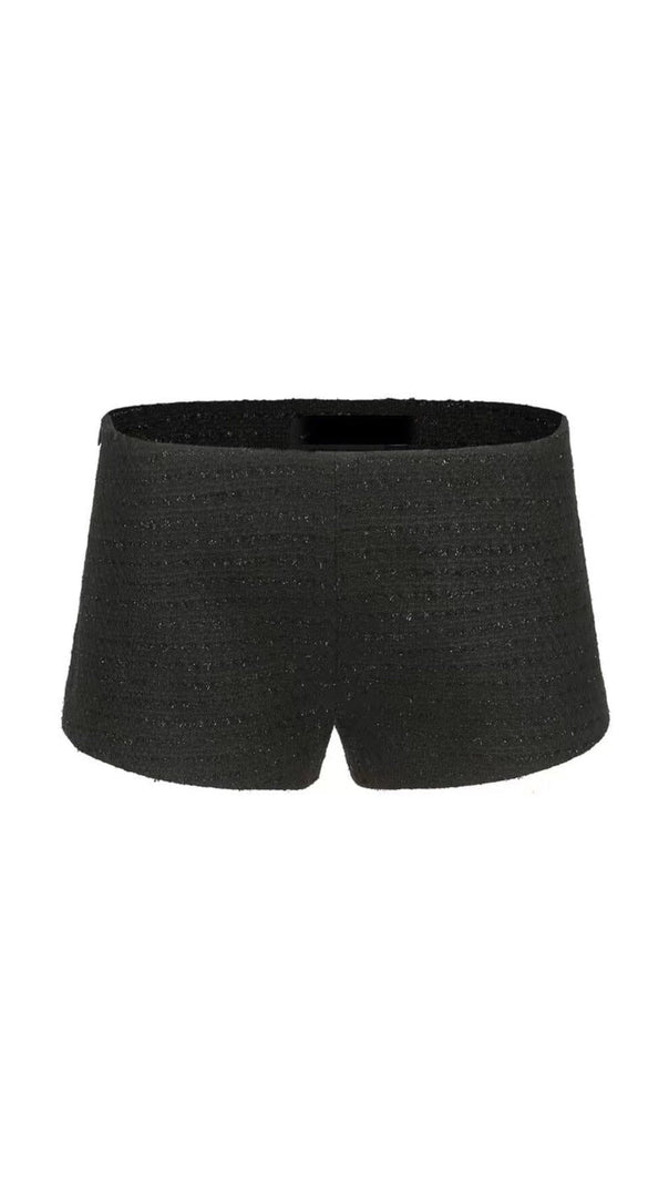 MINI ABITO NERO CON STRASS E FIOCCO