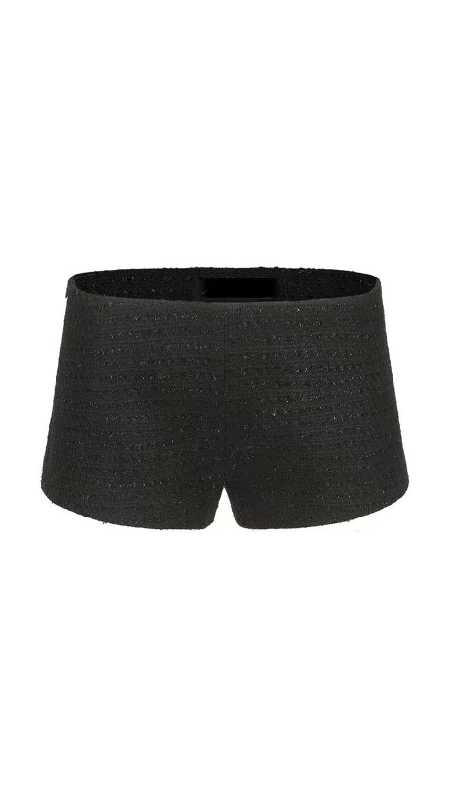 BOW-EMBELLISHED RHINESTONE MINI DRESS IN BLACK