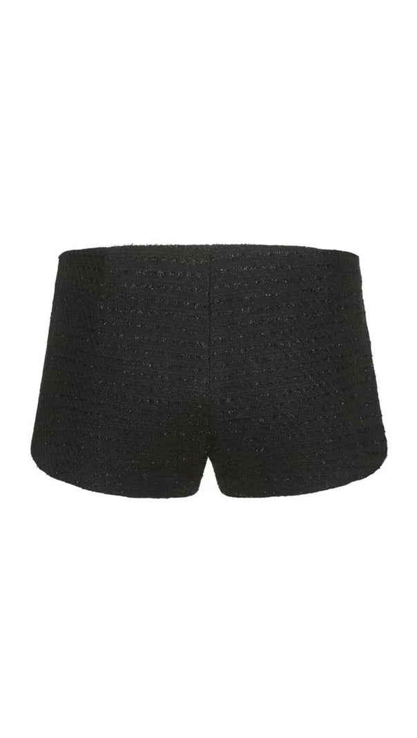 MINI ABITO NERO CON STRASS E FIOCCO