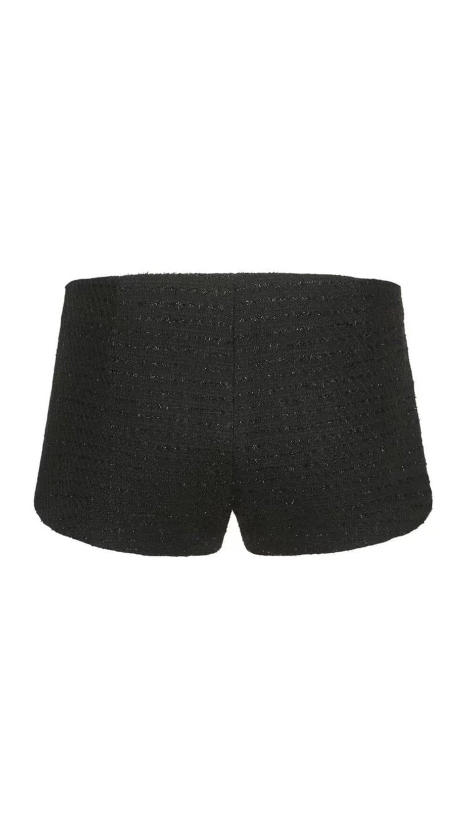 BOW-EMBELLISHED RHINESTONE MINI DRESS IN BLACK