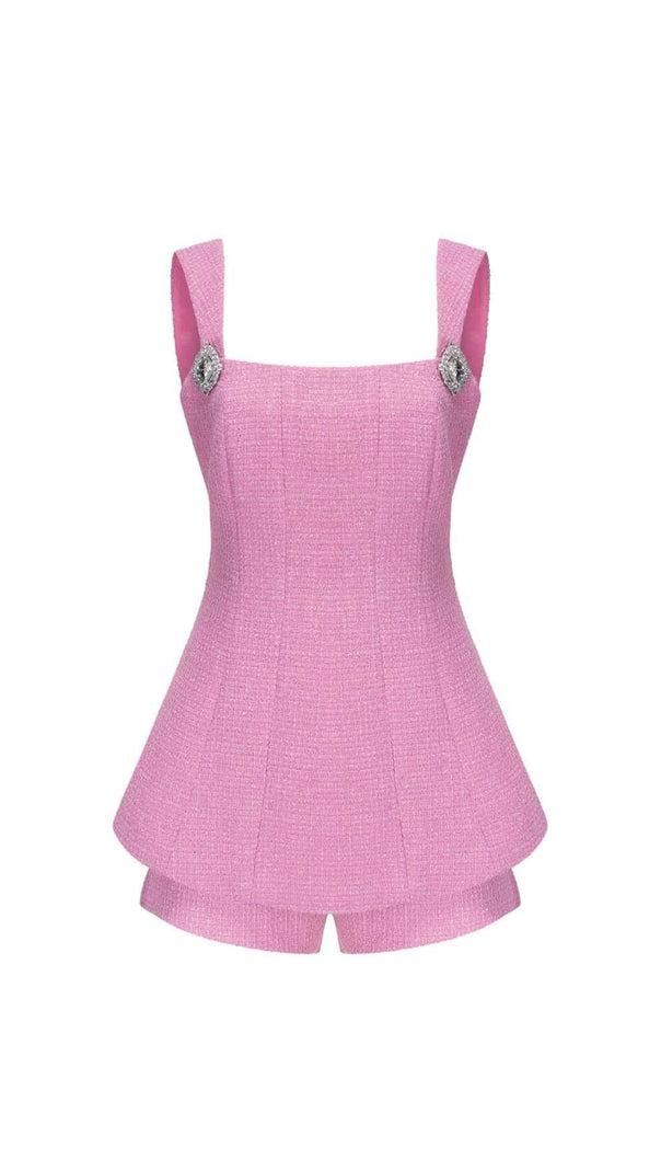 AIIZIE BOW-EMBELLISHED RHINESTONE MINI DRESS IN PINK - product image