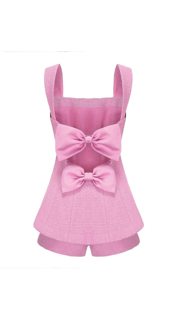 MINI ABITO ROSA CON STRASS E FIOCCO